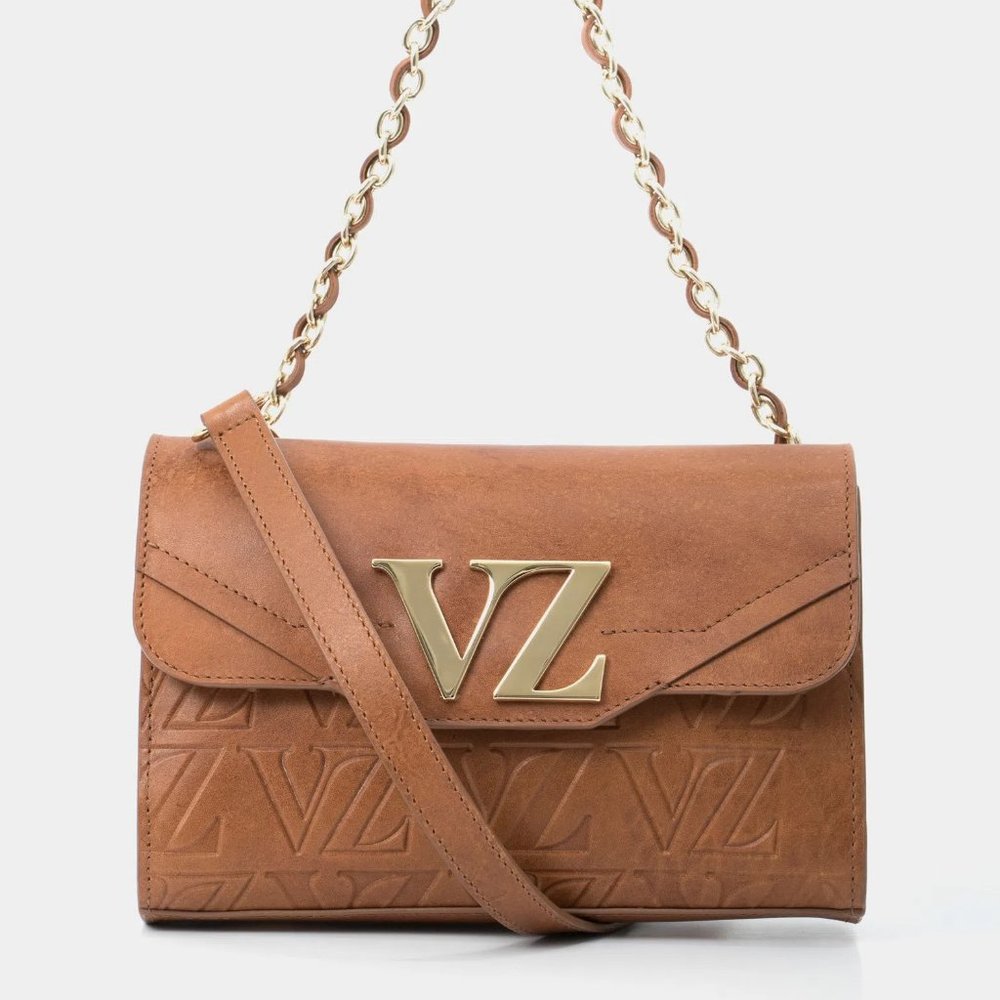 LEATHER HANDBAG - HANDS-FREE MINI LILI LEATHER ENGRAVED BAG VZ HONEY